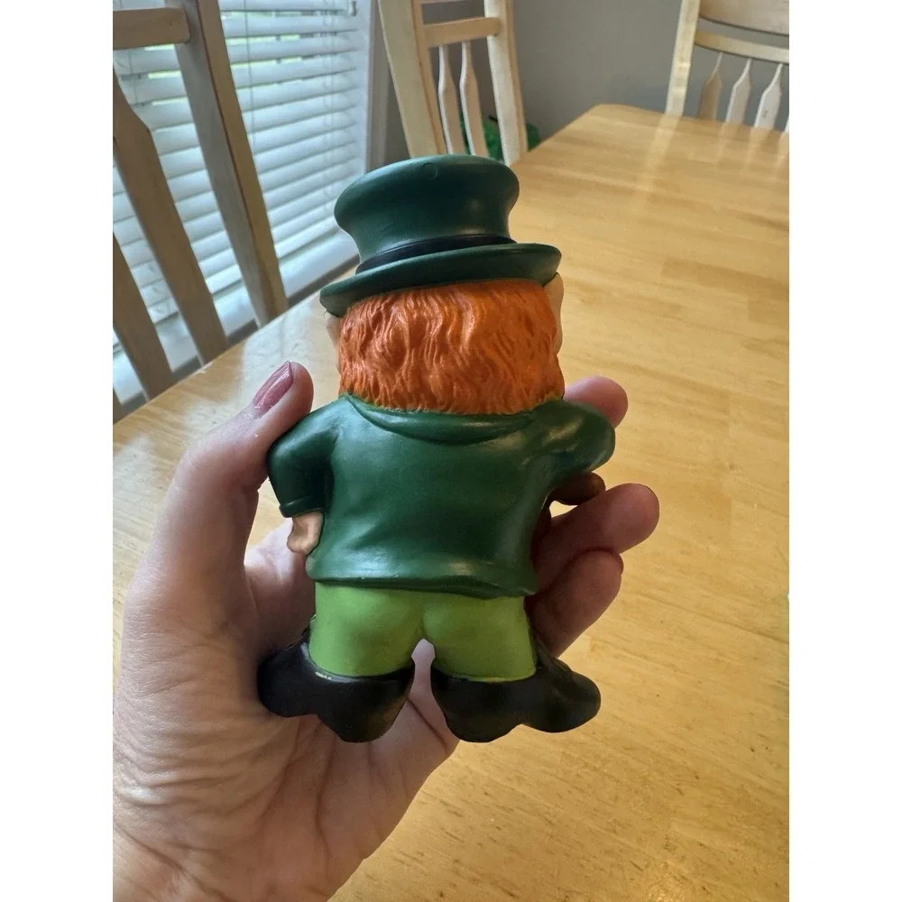 Vintage Enesco Leprechaun Piggy Bank Plastic Irish St. Patrick's 1985 Green